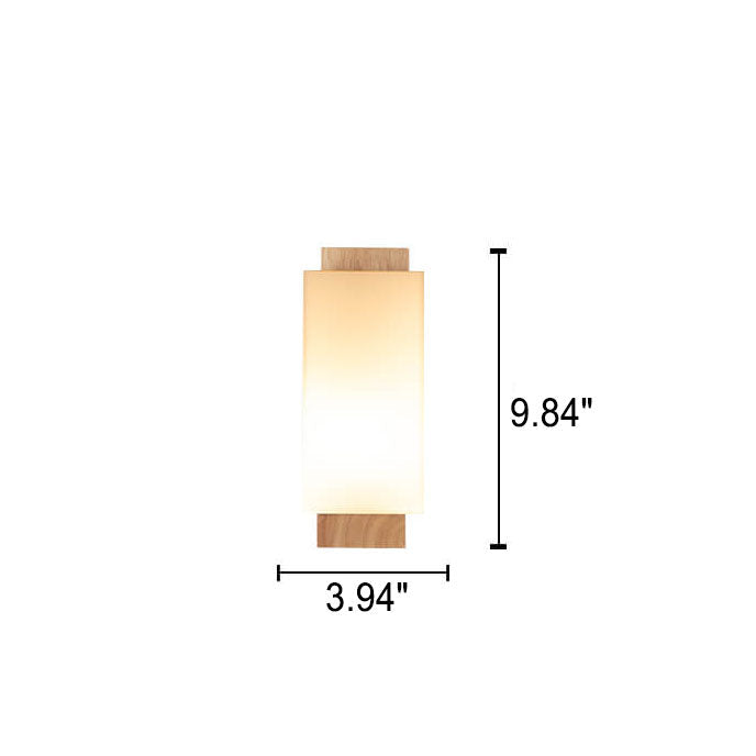 Avelena | Moderner minimalistischer Massivholz Quadrat Glas Säulen 1-Lampe Wand sconces Leuchte