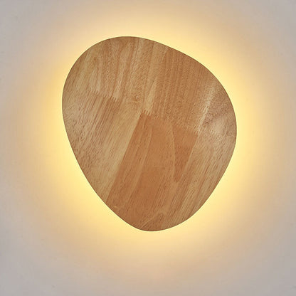 Avelena | Moderne Minimalistische Runde Irreguläre Oval Holz LED Wandleuchte Lampe Für Wohnzimmer
