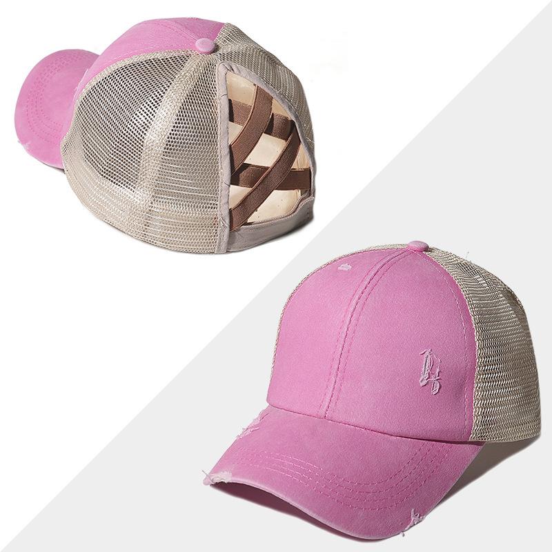 Avelena | Neue Mesh Cross Outout Pferdeschwanz Baseballcap
