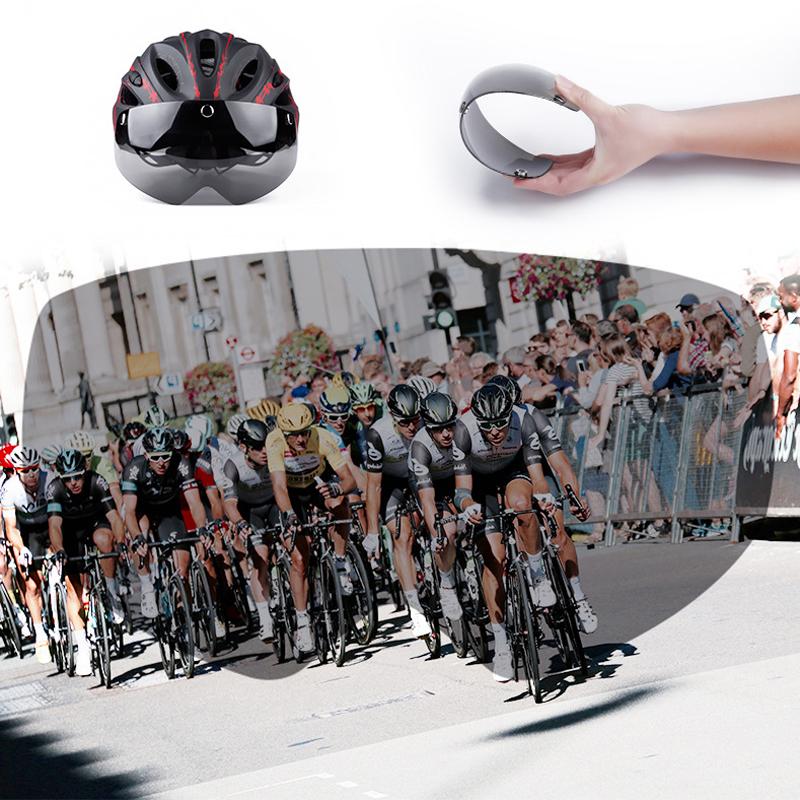 Avelena | Fahrradhelm mit Goggles Visier und Led-Rücklicht