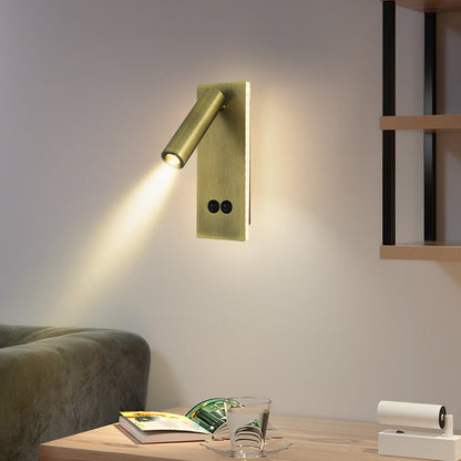 Avelena | Moderne Minimalistische Rechteckige Runde Eisen Aluminium LED Wandlampe Für Schlafzimmer