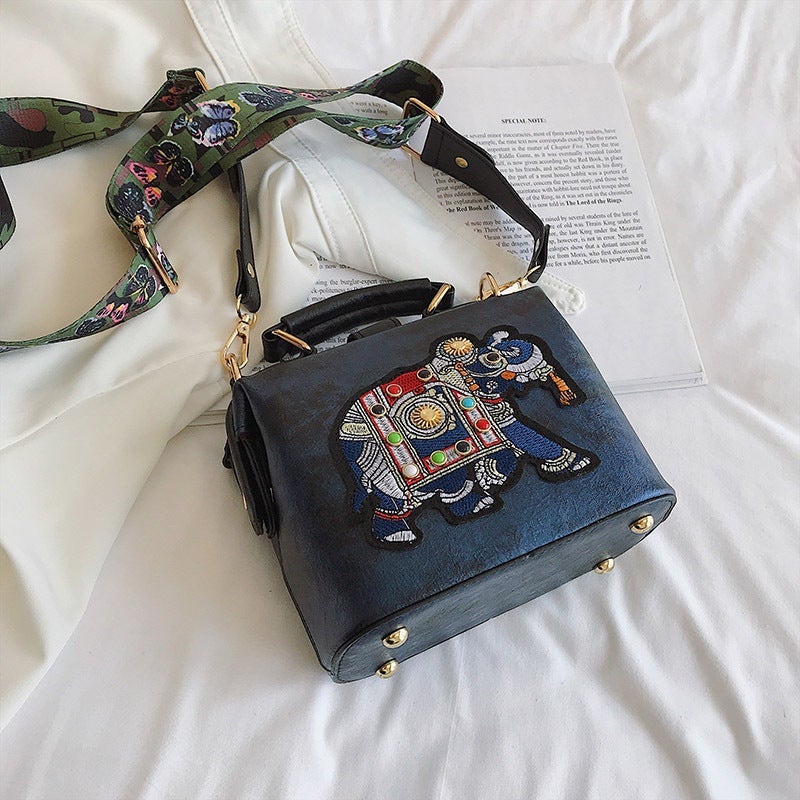 Avelena | Vintage Stickerei Elefant Tasche