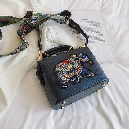 Avelena | Vintage Stickerei Elefant Tasche