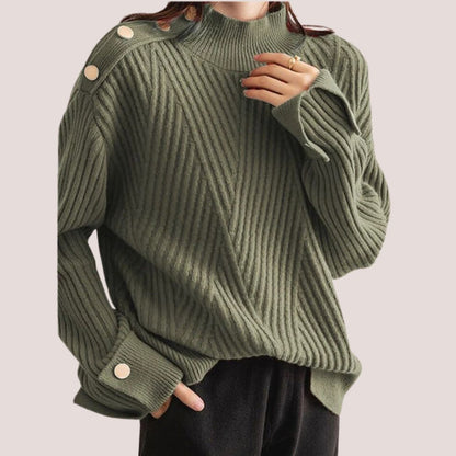 Avelena | Gemütlicher Rollkragenpullover mit Knopfakzenten