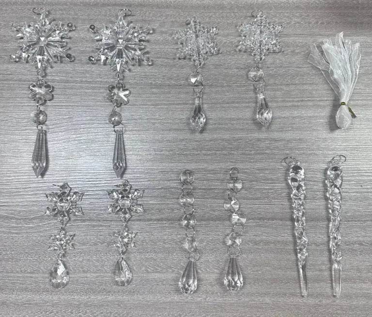 Avelena | 10 Stück Weihnachtsbaum hängende Anhänger Acryl-Eisstreifen Schnee Decke Xmas Ornamente Neujahr Weihnachtsdekoration Wohnkultur