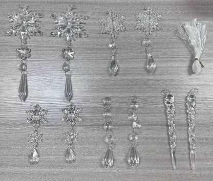 Avelena | 10 Stück Weihnachtsbaum hängende Anhänger Acryl-Eisstreifen Schnee Decke Xmas Ornamente Neujahr Weihnachtsdekoration Wohnkultur