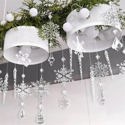 Avelena | 10 Stück Weihnachtsbaum hängende Anhänger Acryl-Eisstreifen Schnee Decke Xmas Ornamente Neujahr Weihnachtsdekoration Wohnkultur