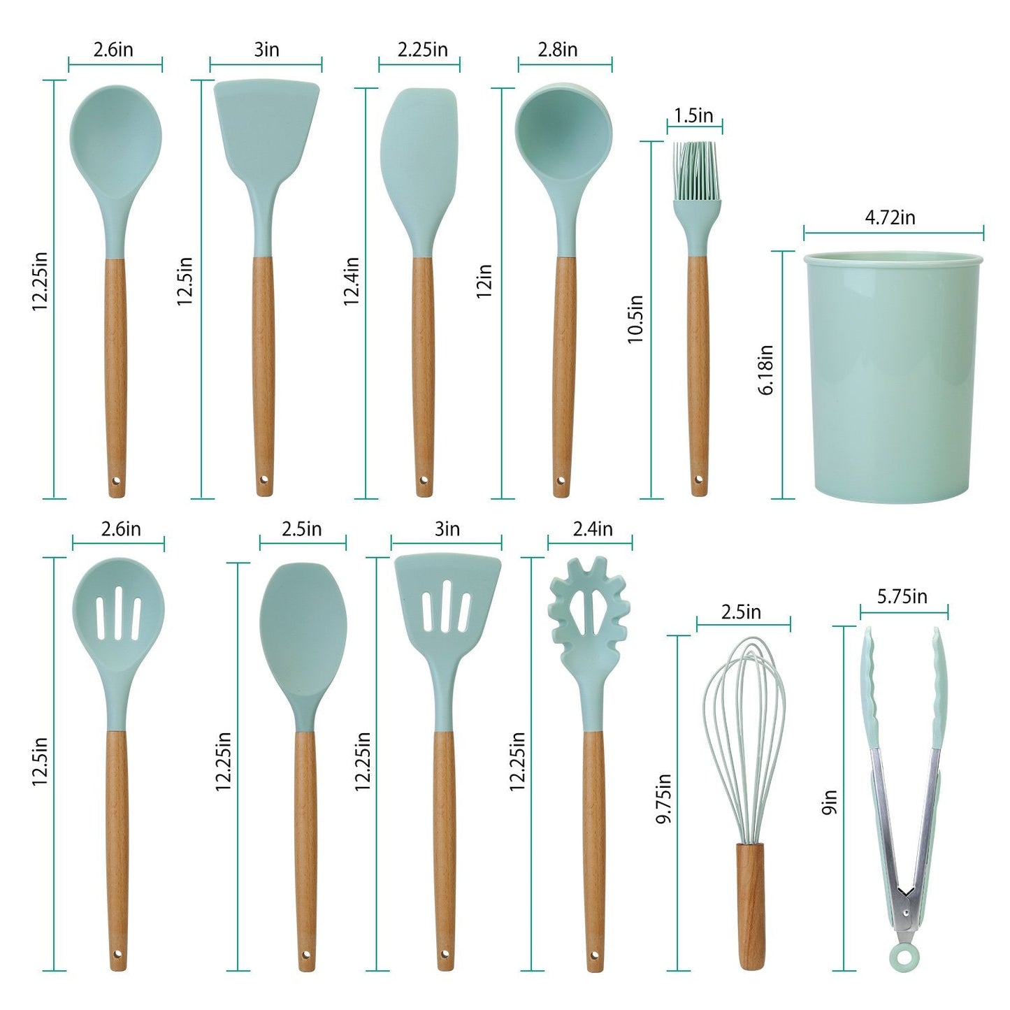 Avelena | 11-Teilig: Silikon Kochgeschirr Set
