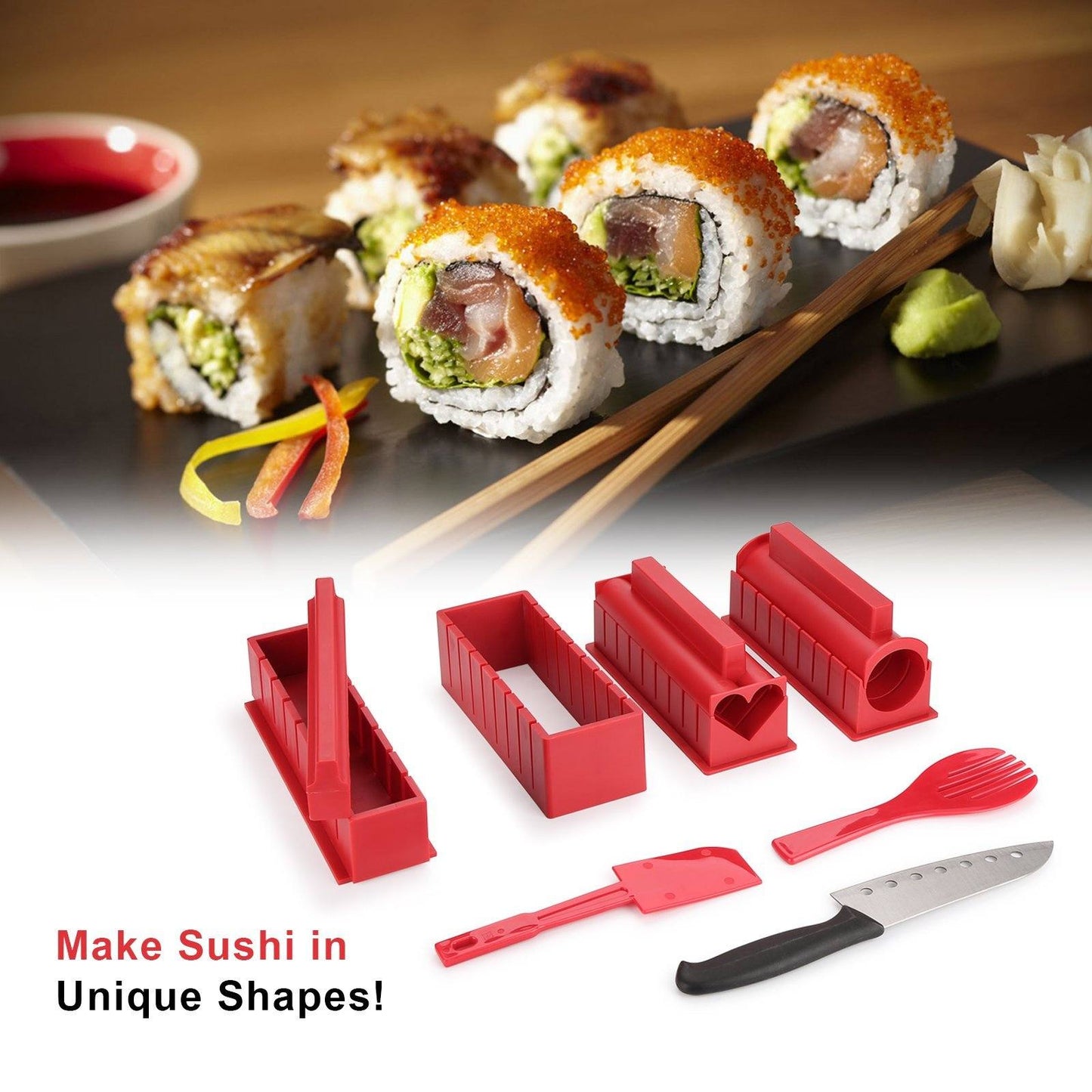 Avelena | 11-teilig: Sushi-Maker-Set Sushi-Rollen mit hochwertigem Sushi-Messer