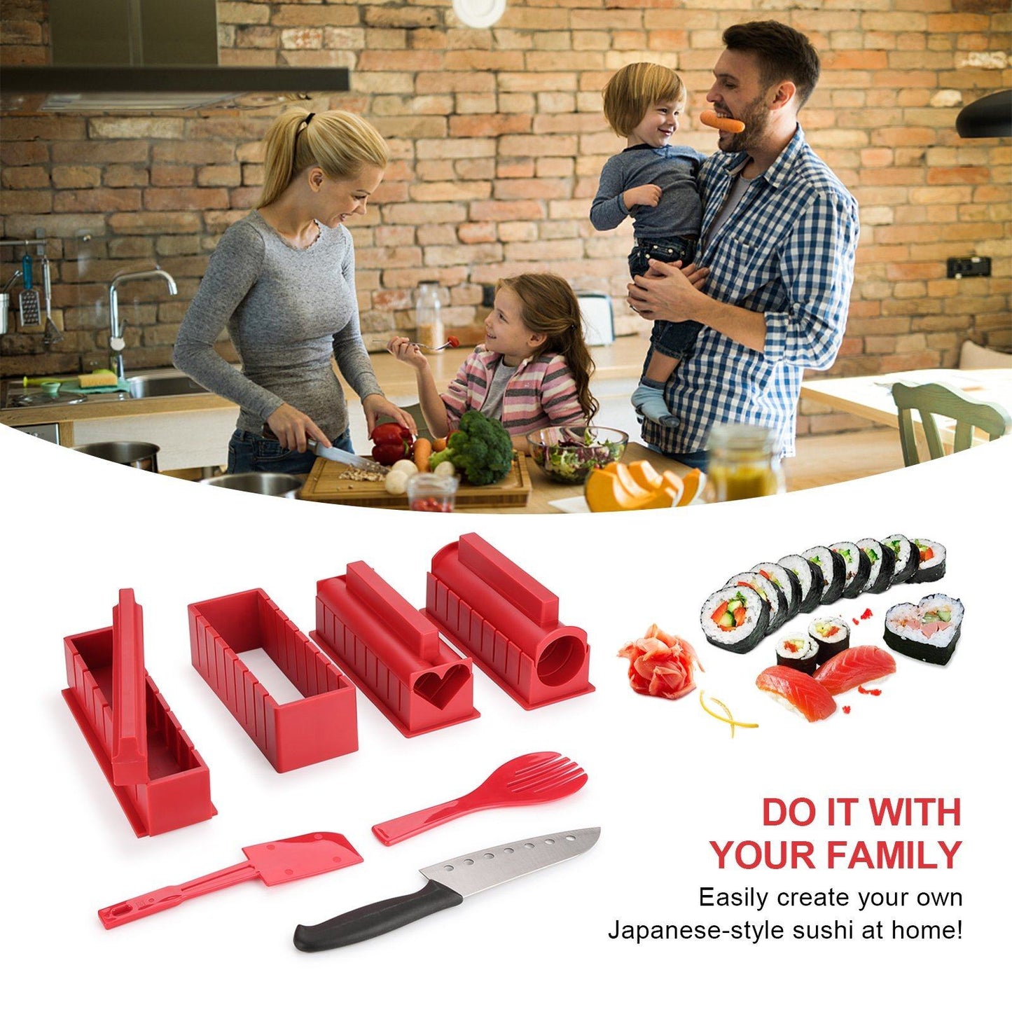 Avelena | 11-teilig: Sushi-Maker-Set Sushi-Rollen mit hochwertigem Sushi-Messer