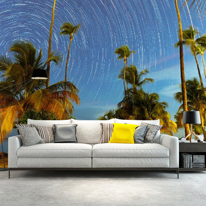 Avelena | Nordic Sky und Baum Wandbild für Wohndekoration, Maßgeschneiderte Wandverkleidung In Blau und Grün