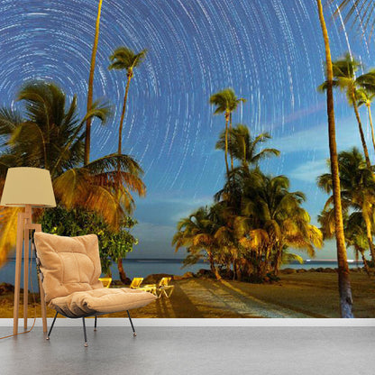 Avelena | Nordic Sky und Baum Wandbild für Wohndekoration, Maßgeschneiderte Wandverkleidung In Blau und Grün