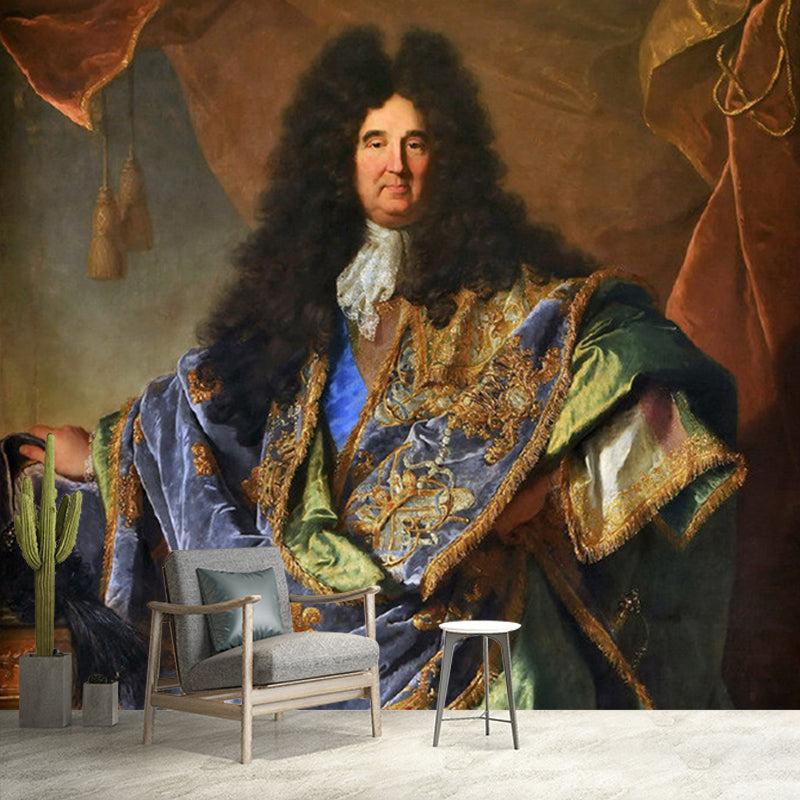 Avelena | Retro-Porträt Von Louis Xiv Wandmalereien für Wohnzimmerdekoration Anpassbare Wandkunst In Braun