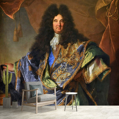 Avelena | Retro-Porträt Von Louis Xiv Wandmalereien für Wohnzimmerdekoration Anpassbare Wandkunst In Braun