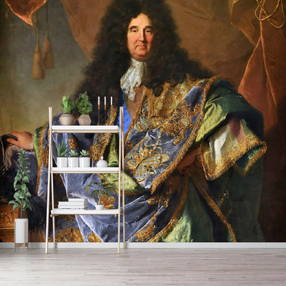Avelena | Retro-Porträt Von Louis Xiv Wandmalereien für Wohnzimmerdekoration Anpassbare Wandkunst In Braun