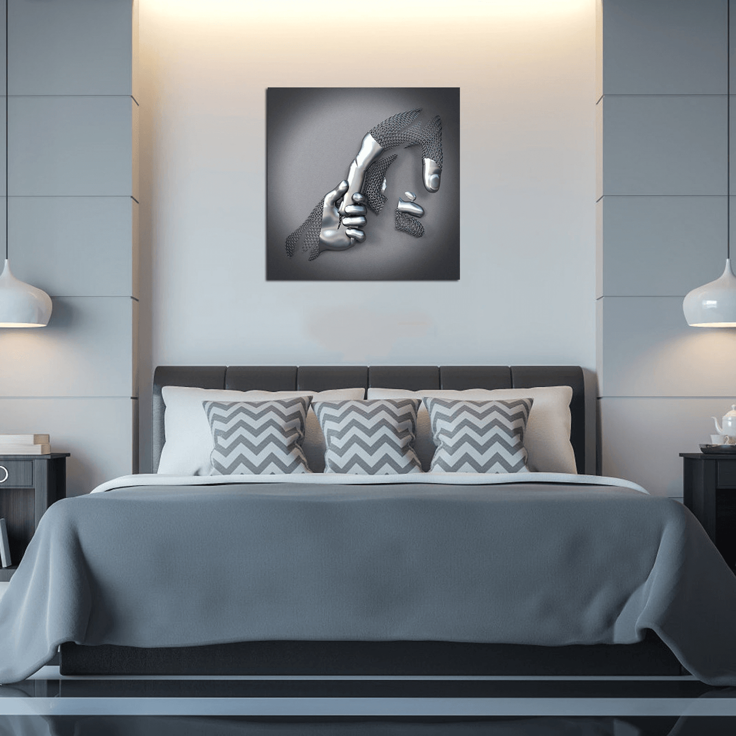 Avelena | Romantisches Leinwandbild mit Metallfigur