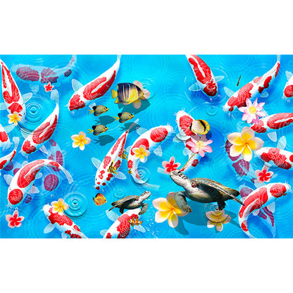 Avelena | Illustration Karpfen Wandtapeten Murals Individuelle Größe Wanddekoration für Das Esszimmer, Angepasste Größe
