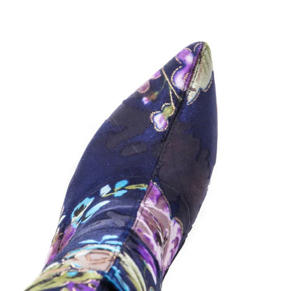 Blumenblaue Stiefeletten mit Stiletto-Absatz