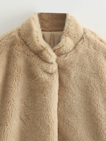 Avelena | Kuscheliger Fleece Teddy Mantel für Damen aus Lammfell