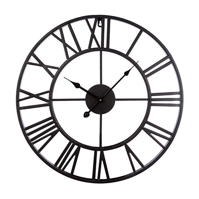 Avelena | Roman Letters Große Stille Wand-Uhr 16 Zoll Eisen