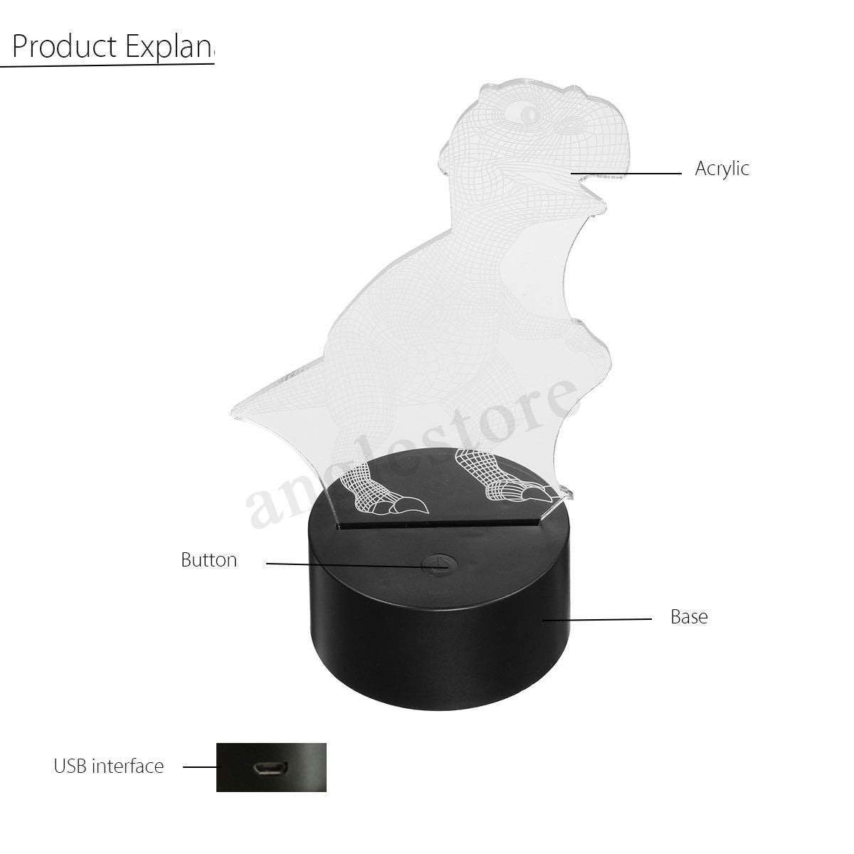 Avelena | Dinosauren Nachtlicht - 3D Dinosaurier Licht - T Rex Nachtlicht