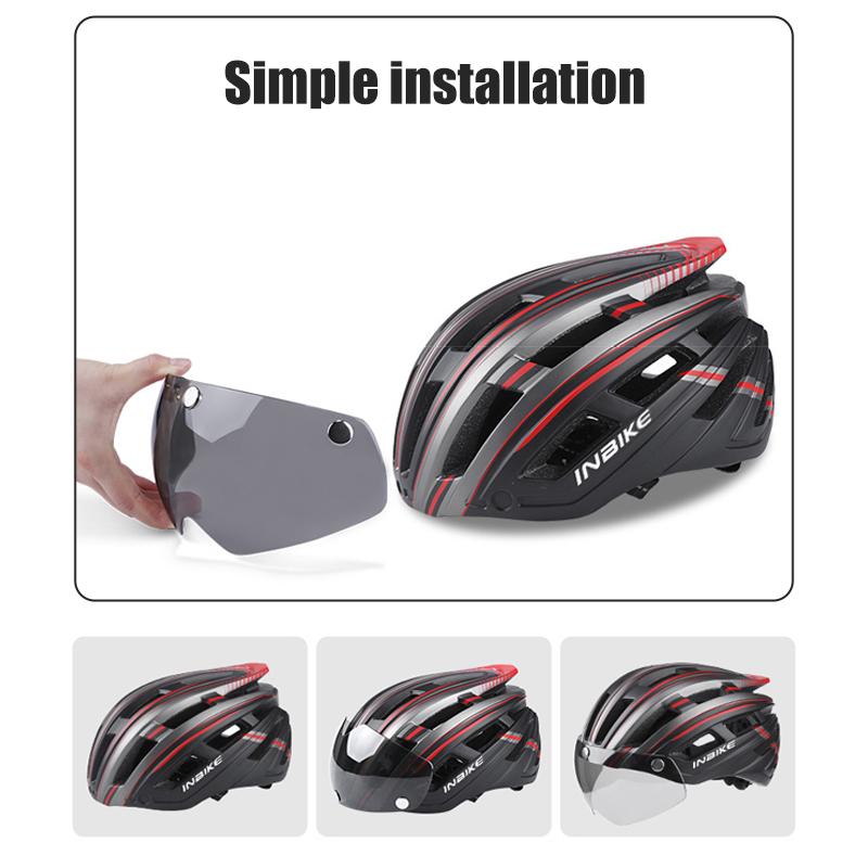 Avelena | Fahrradhelm mit Goggles Visier und Led-Rücklicht