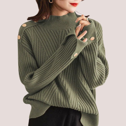 Avelena | Gemütlicher Rollkragenpullover mit Knopfakzenten