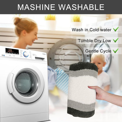 Avelena | Schwarz Verlauf Badmatten, Teppich für Badezimmer, Süßer rutschfester unregelmäßiger Teppich für Duschraum