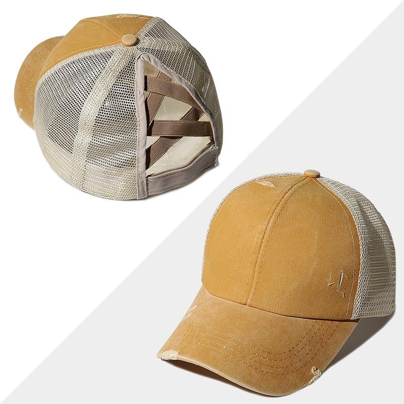 Avelena | Neue Mesh Cross Outout Pferdeschwanz Baseballcap