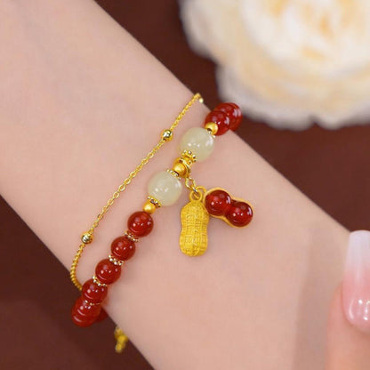 Avelena | Doppelkette Natur Jade Armband