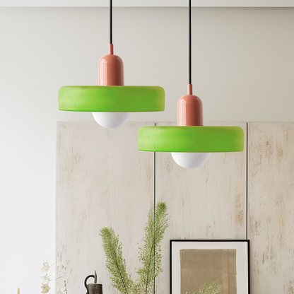 Avelena |  Pendelleuchte aus farbigem Glas | Elegante Hängeleuchte im Bauhaus-Stil | Designlampe für Wohnzimmer & Esszimmer