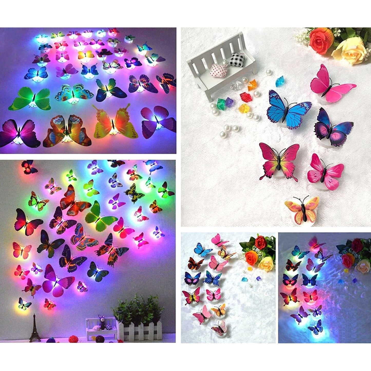 Avelena | 12er-Pack: LED Schmetterlingsdekoration Nachtlicht
