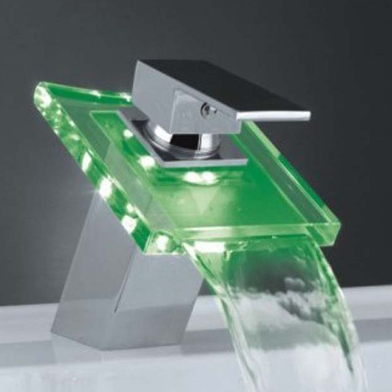 Avelena | 1-Hebel Waschtischarmatur 1-Loch Kupfer Waschbeckenarmatur mit LED-Beleuchtung