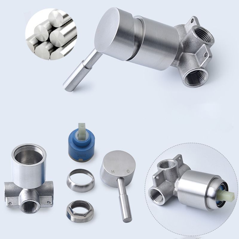 Avelena | Edelstahl Duschkombination Runder Festduschkopf mit Duscharm