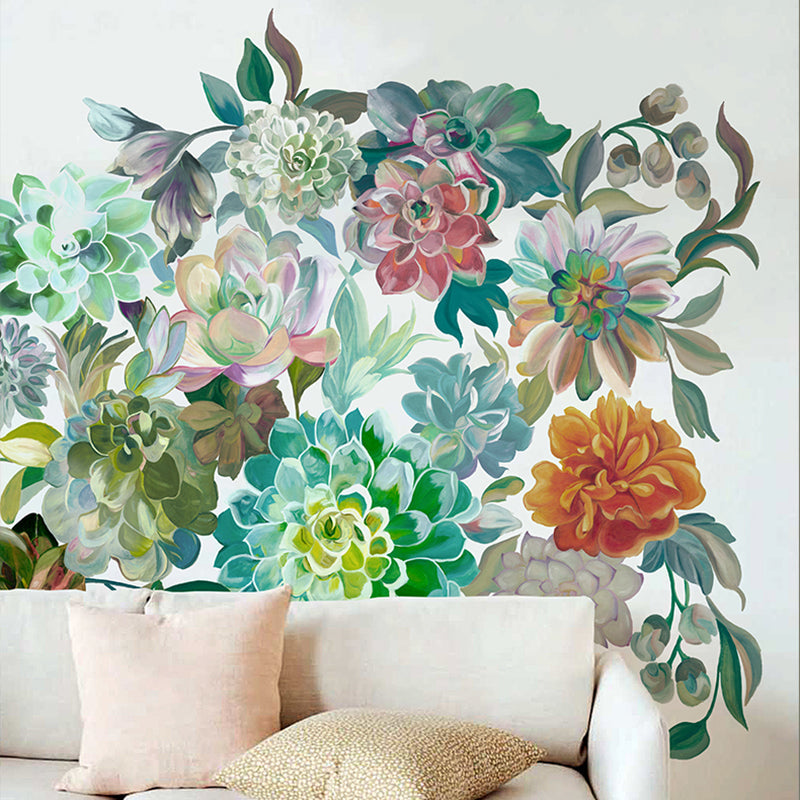 Avelena | Bunte Blumen Wandmalereien Blumen Modernist Feuchtigkeitsbeständige Wanddekoration Auf Weiß für Zuhause