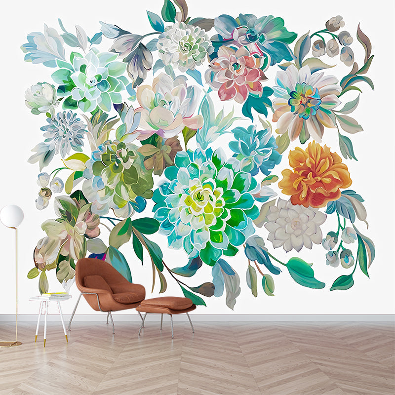 Avelena | Bunte Blumen Wandmalereien Blumen Modernist Feuchtigkeitsbeständige Wanddekoration Auf Weiß für Zuhause