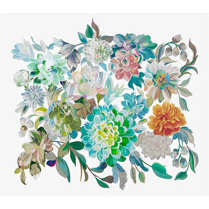 Avelena | Bunte Blumen Wandmalereien Blumen Modernist Feuchtigkeitsbeständige Wanddekoration Auf Weiß für Zuhause