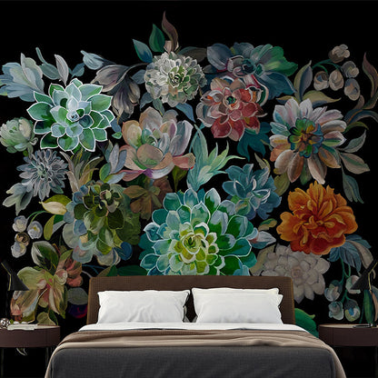 Avelena | Bunte Blumen Wandmalereien Blumen Modernist Feuchtigkeitsbeständige Wanddekoration Auf Weiß für Zuhause