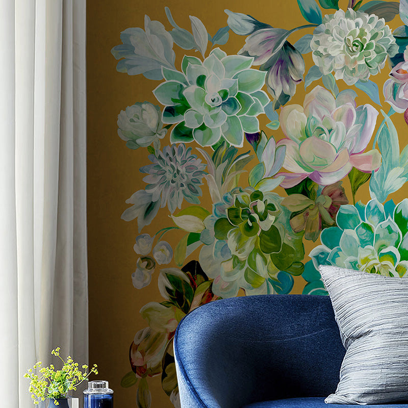 Avelena | Bunte Blumen Wandmalereien Blumen Modernist Feuchtigkeitsbeständige Wanddekoration Auf Weiß für Zuhause