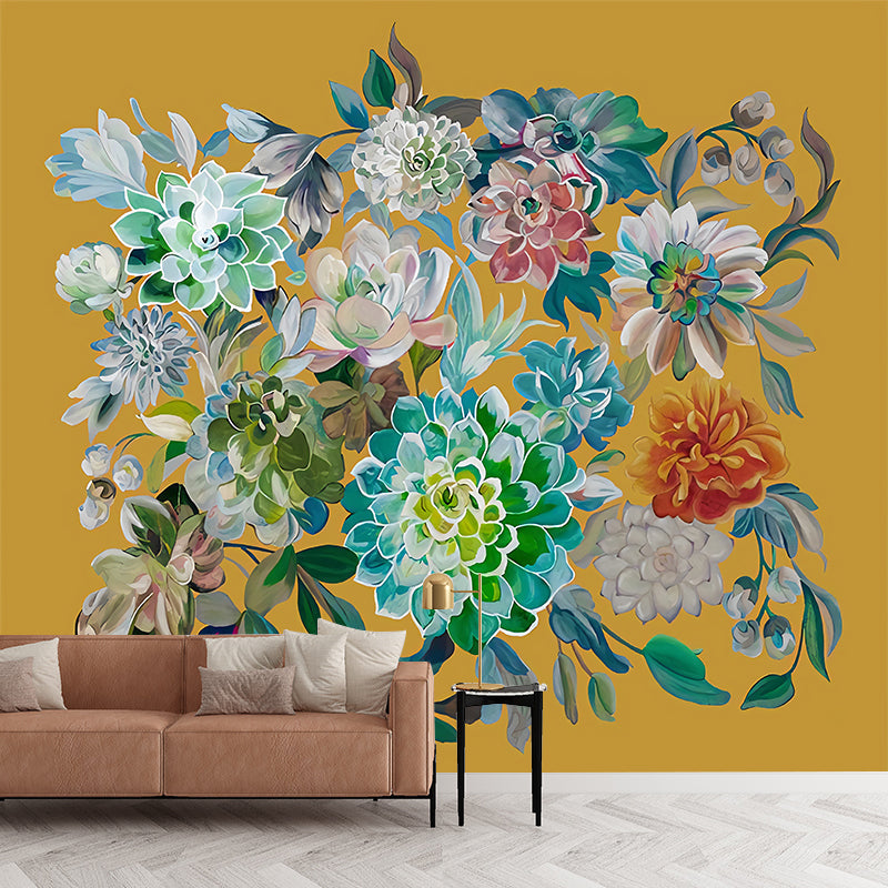 Avelena | Bunte Blumen Wandmalereien Blumen Modernist Feuchtigkeitsbeständige Wanddekoration Auf Weiß für Zuhause