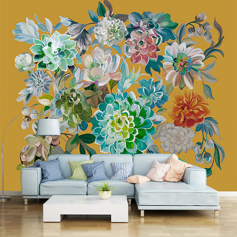 Avelena | Bunte Blumen Wandmalereien Blumen Modernist Feuchtigkeitsbeständige Wanddekoration Auf Weiß für Zuhause