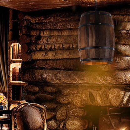 Avelena | BarrelGlow Vintage Pendelleuchte | Holz-Weinfass-Design | 1-flammig | Rustikale Beleuchtung