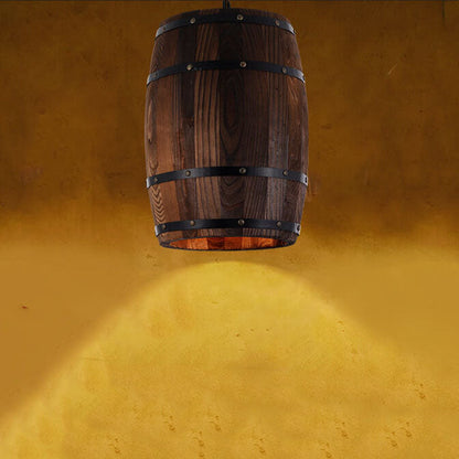 Avelena | BarrelGlow Vintage Pendelleuchte | Holz-Weinfass-Design | 1-flammig | Rustikale Beleuchtung