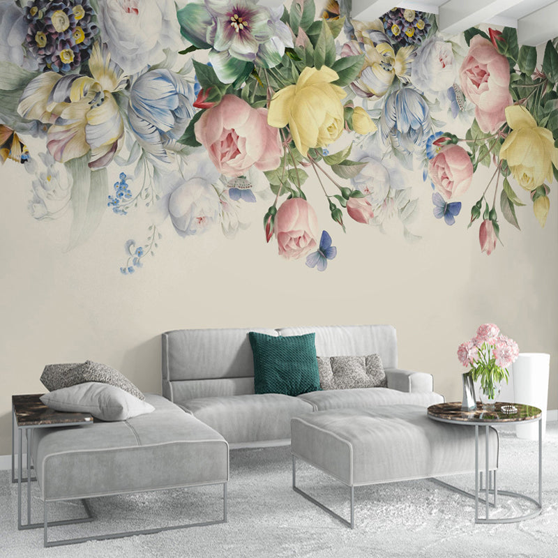 Avelena | Semi-Open Pfingstrosen Blumen Wandbilder Tapete Stilvolle Glatte Wanddekoration für Mädchenzimmer