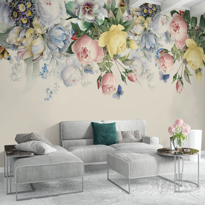 Avelena | Semi-Open Pfingstrosen Blumen Wandbilder Tapete Stilvolle Glatte Wanddekoration für Mädchenzimmer