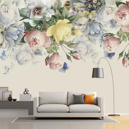 Avelena | Semi-Open Pfingstrosen Blumen Wandbilder Tapete Stilvolle Glatte Wanddekoration für Mädchenzimmer