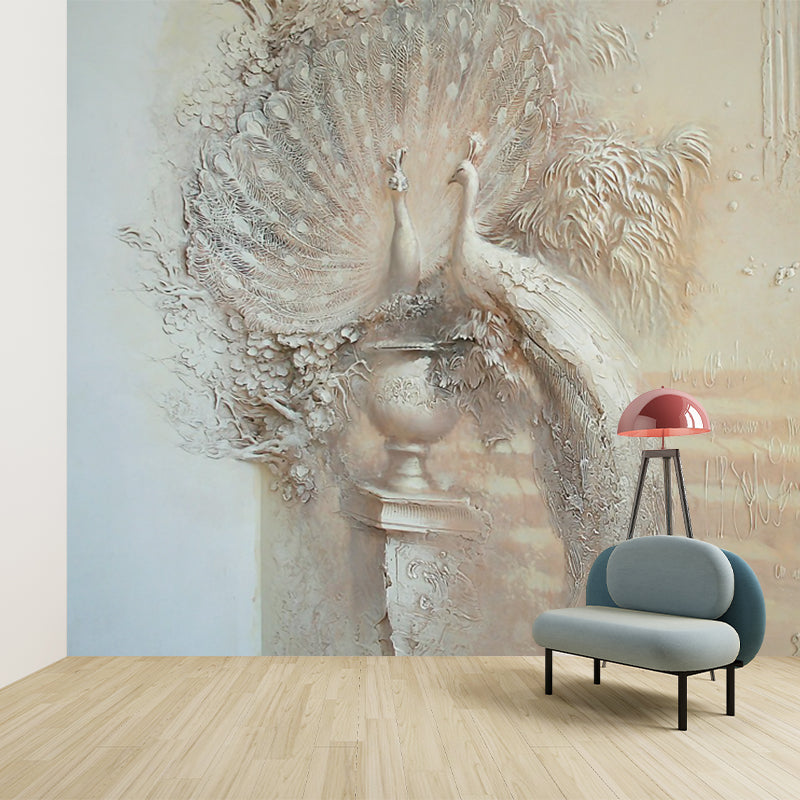 Avelena | Prägung Pfau Tier Wandtattoo Modern Stil Glatte Oberfläche Wandkunst In Braun