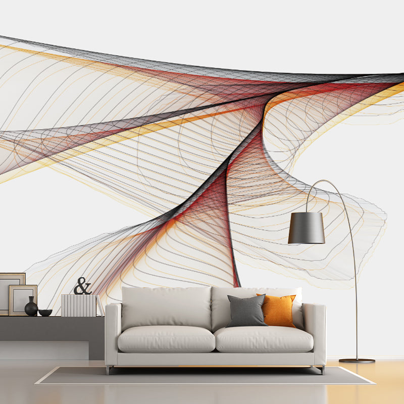 Avelena | Moderne Kunst Spiral Muster Wandtapete Orange-Gelb Wasserfeste Wanddekoration für Zuhause