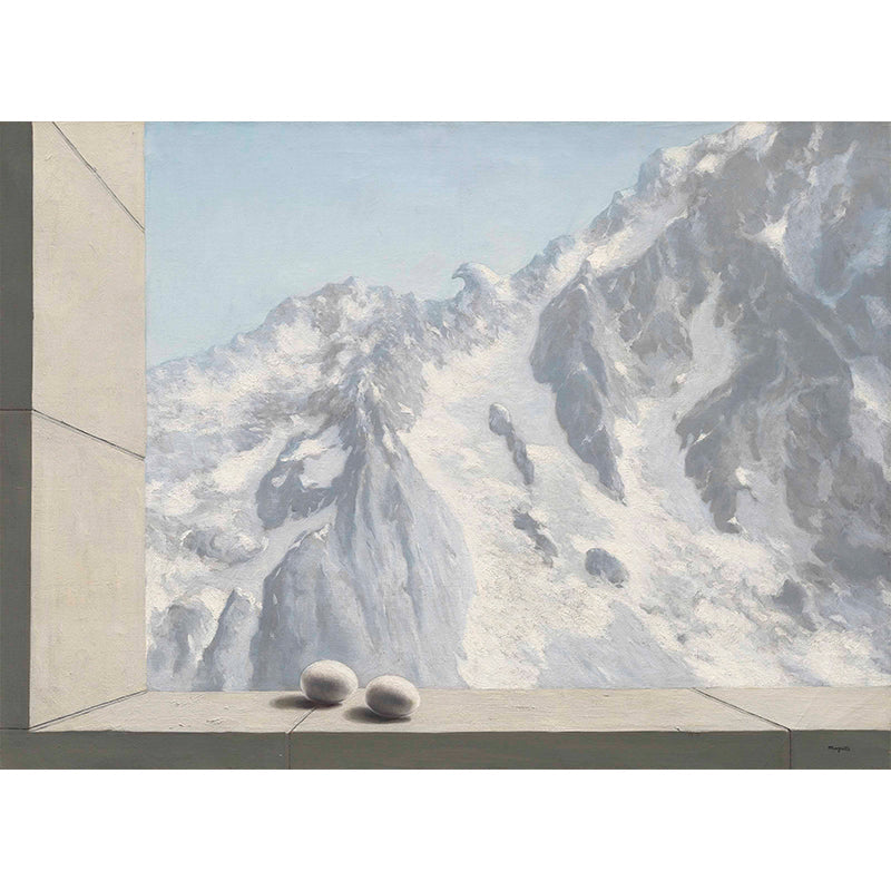 Avelena | Grau-Weiße Schneeberg Tapete Fleckenresistente Wandkunst für Das Wohnzimmer