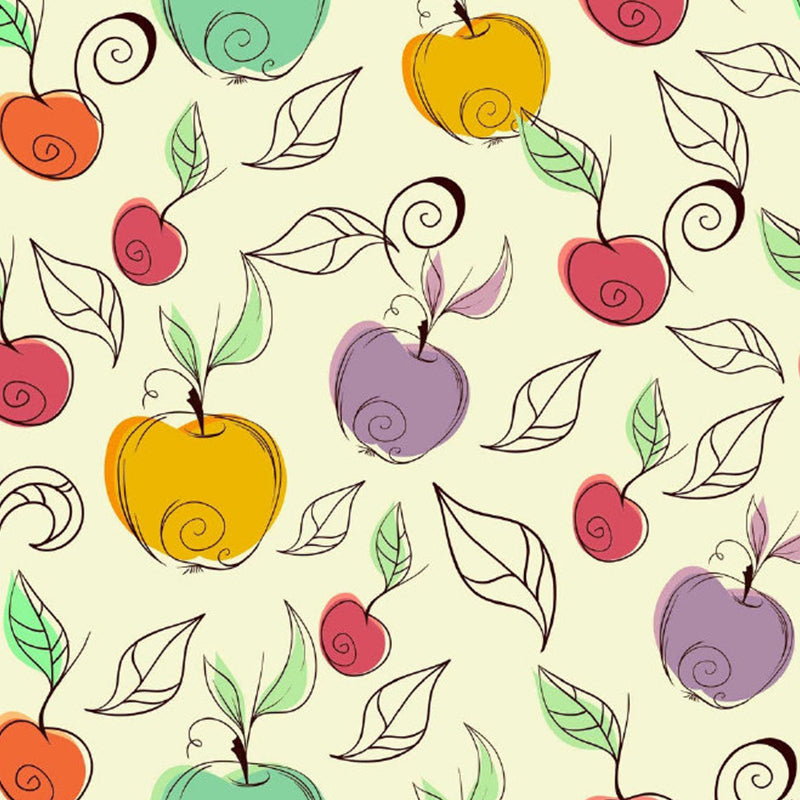 Avelena | Kinder Kunst Apfel Wandmural Lila-Gelb Obst Wandverkleidung für Den Kindergarten